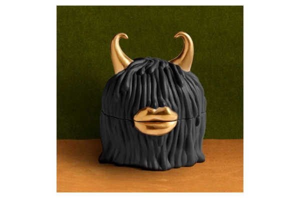 Набор тарелок в подставке с крышкой L’Objet Хаас 11 см, 5 предметов, черный, фарфор, п/к