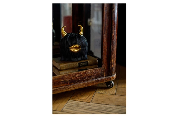 Набор тарелок в подставке с крышкой L’Objet Хаас 11 см, 5 предметов, черный, фарфор, п/к