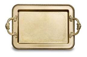 Поднос прямоугольный с ручками Queen Anne 40х25 см, золотой, сталь нержавеющая