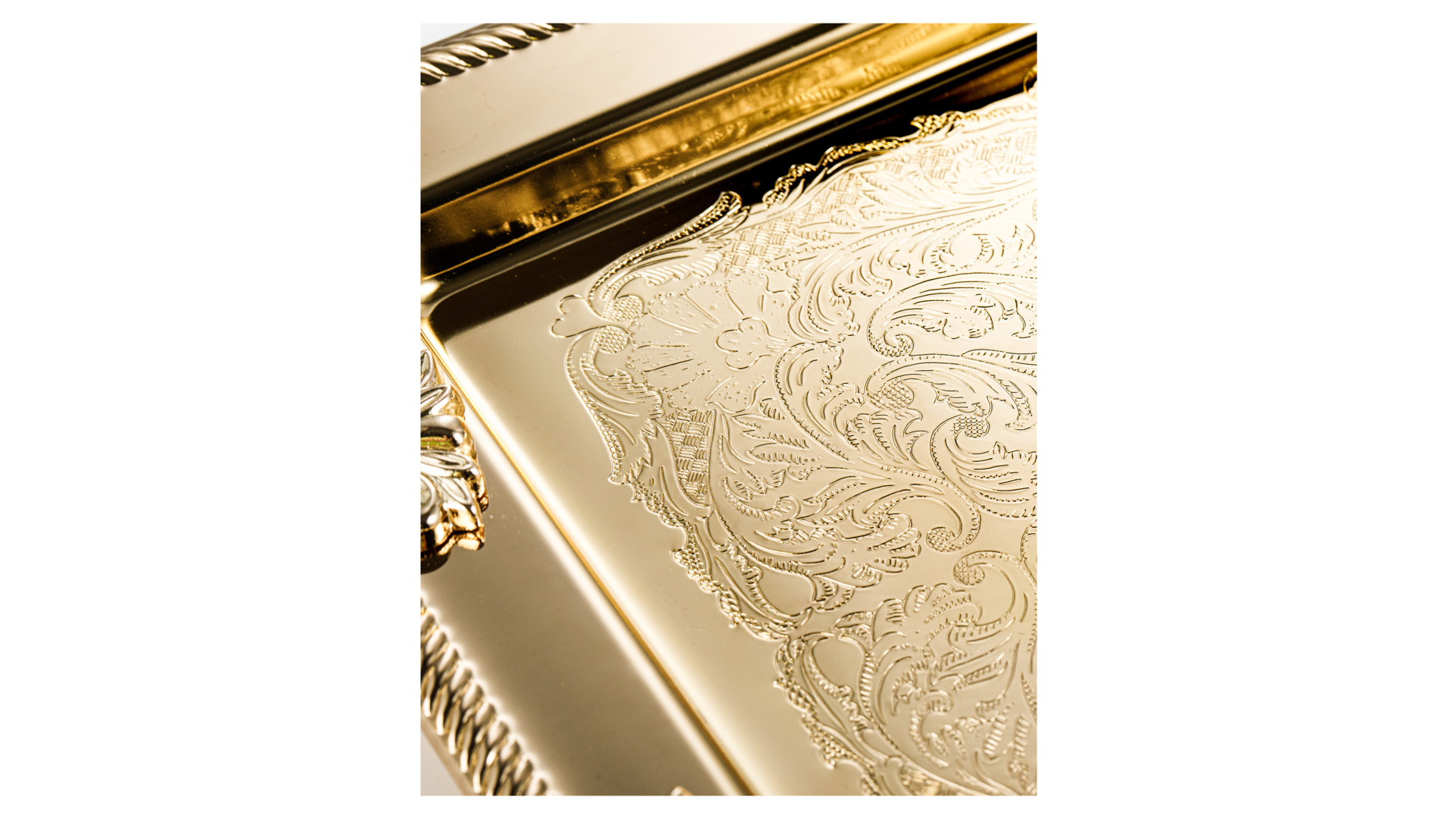 Поднос прямоугольный с ручками Queen Anne 40х25см, золотой, сталь нержавеющая