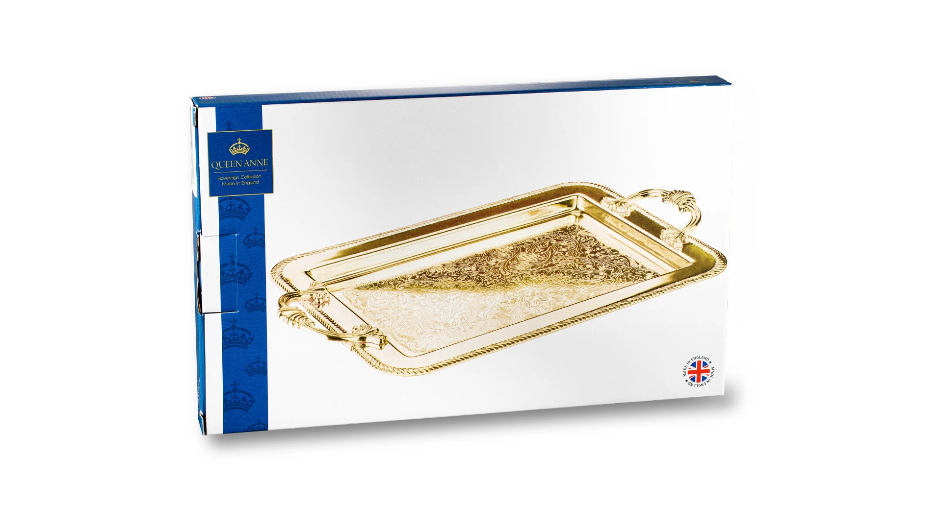 Поднос прямоугольный с ручками Queen Anne 40х25 см, золотой, сталь нержавеющая