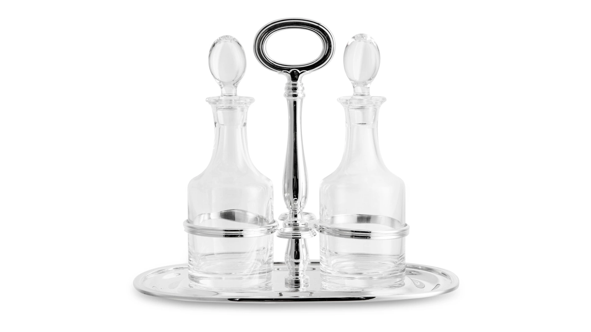 Набор для масла и уксуса Schiavon Инглезе 3 предмета, 22х13 см, посеребрение