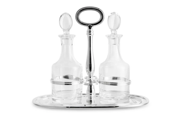 Набор для масла и уксуса Schiavon Инглезе 3 предмета, 22х13 см, посеребрение