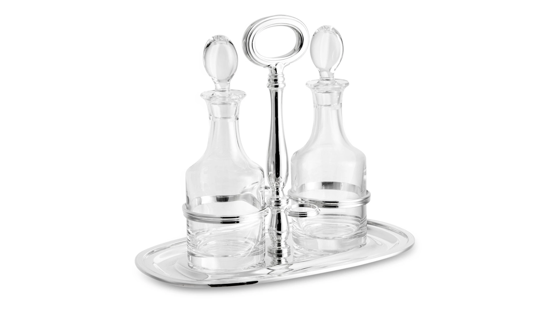 Набор для масла и уксуса Schiavon Инглезе 3 предмета, 22х13 см, посеребрение