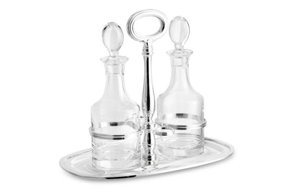 Набор для масла и уксуса Schiavon Инглезе 3 предмета, 22х13 см, посеребрение