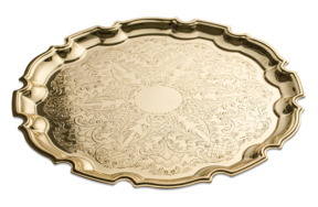 Поднос Queen Anne Чиппендейл 24 см, золотой цвет, сталь