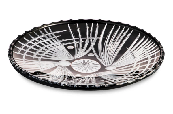 Блюдо декоративное ГХЗ 39 см, хрусталь, черный