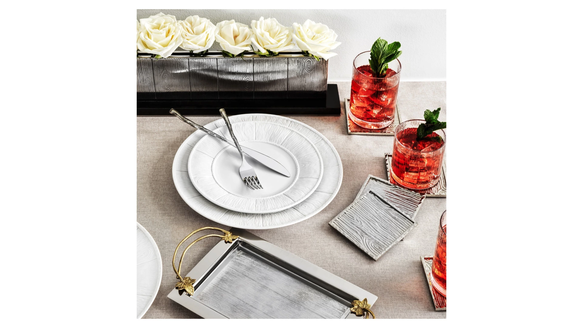 Тарелка обеденная Michael Aram Плющ и дуб 28 см, фарфор