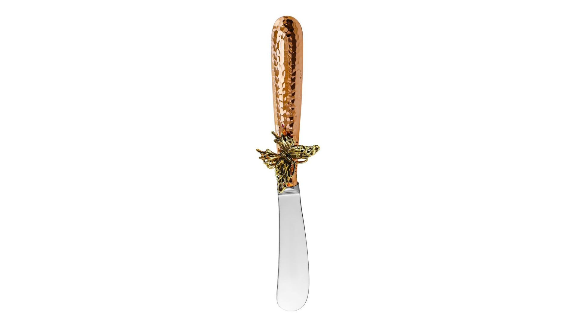 Нож для масла кованый Кольчугинский мельхиор Бабочки с чернью, медь