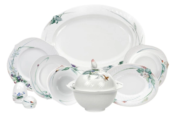 Сервиз столовый Meissen Игра волн, рельеф, дикая флора на 6 персон 27 предметов