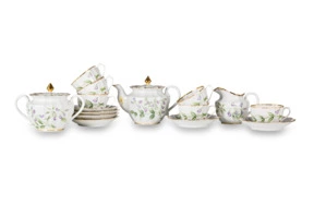 Сервиз чайный Франц Гарднер в Вербилках Горошек весенний на 6 персон 15 предметов, фарфор