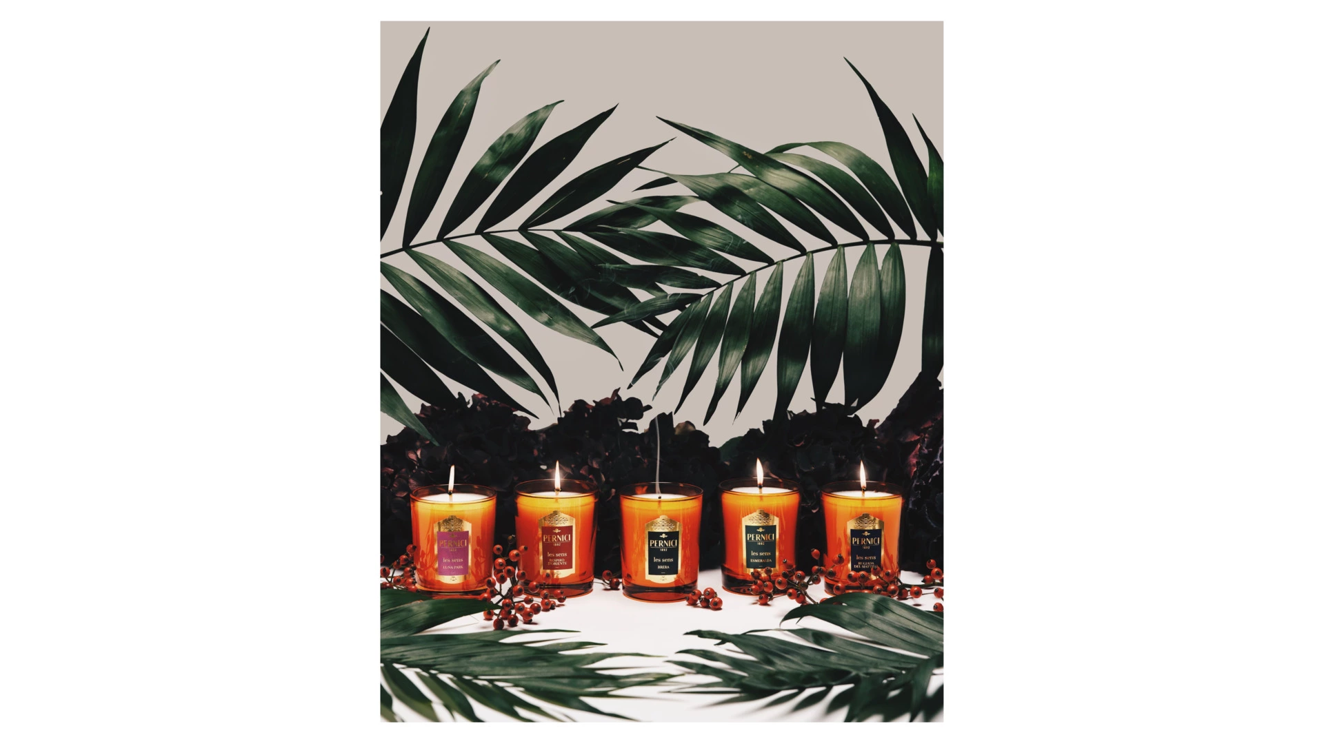 Набор миниатюр ароматических свечей Pernici Les Sens 70 мл, 5 шт, п/к