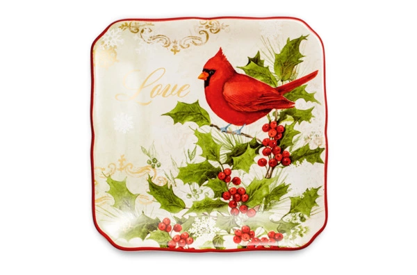 Тарелка пирожковая квадратная Certified Int. Красочная зима Любовь 15 см, керамика