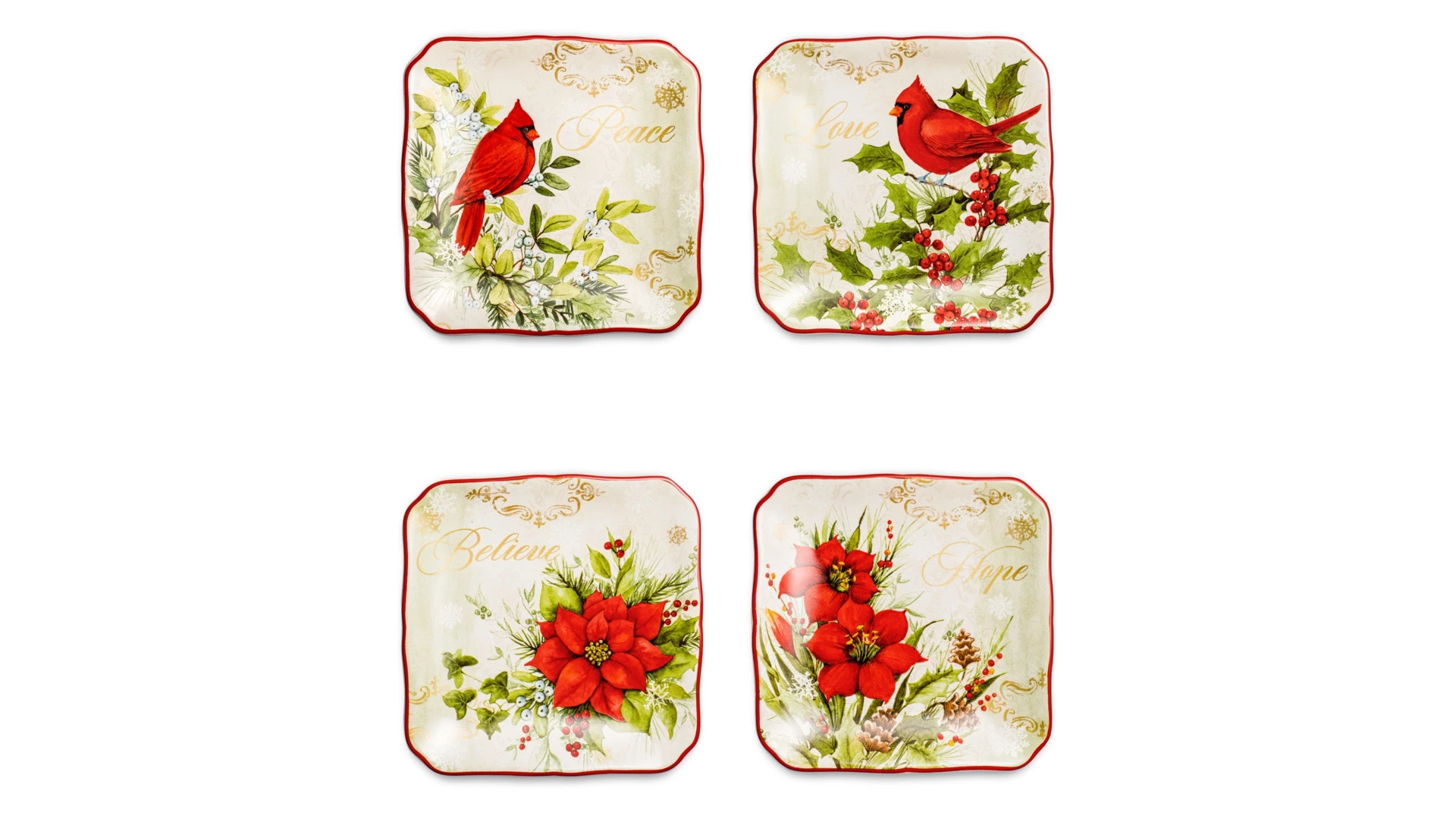 Тарелка пирожковая квадратная Certified Int. Красочная зима Любовь 15 см, керамика