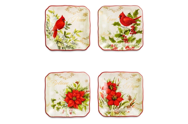 Тарелка пирожковая квадратная Certified Int. Красочная зима Любовь 15 см, керамика