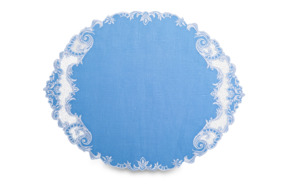 Салфетка сервировочная Венизное кружево Лира 38х50 см, лен, голубой
