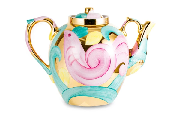 Чайник Дулевский фарфоровый завод Русский Розовая птица 4,5 л, фарфор твердый