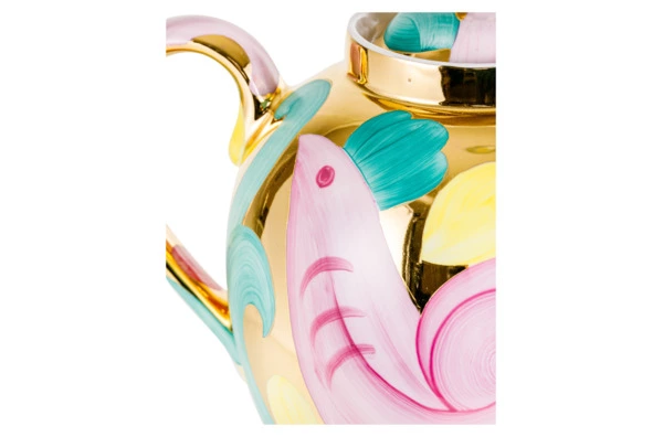 Чайник Дулевский фарфоровый завод Русский Розовая птица 4,5 л, фарфор твердый