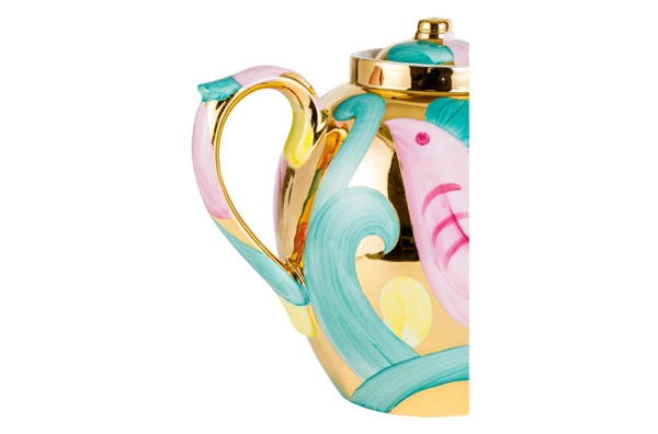 Чайник Дулевский фарфоровый завод Русский Розовая птица 4,5 л, фарфор твердый