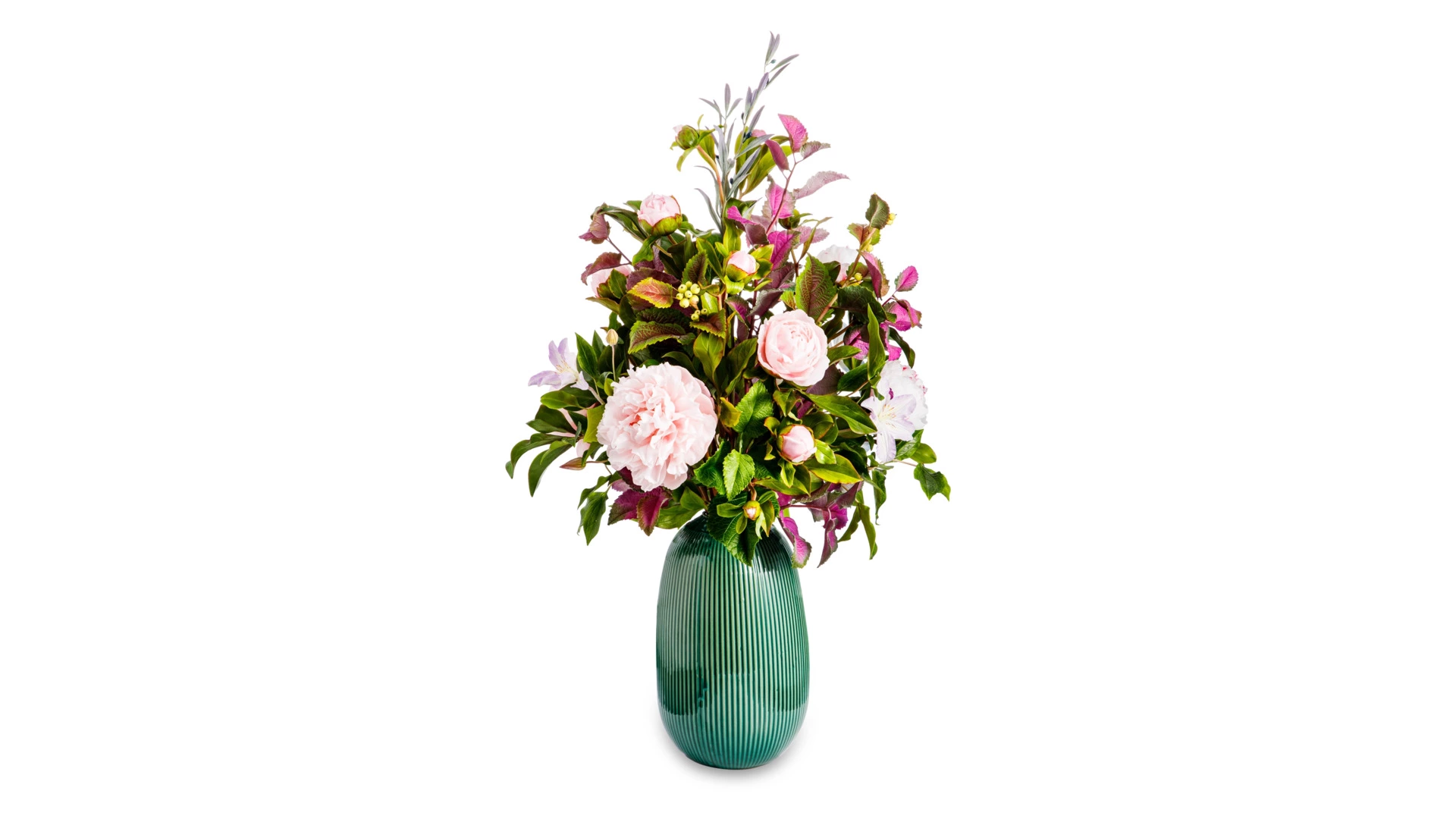 Букет пионов с клематисами из холодного фарфора