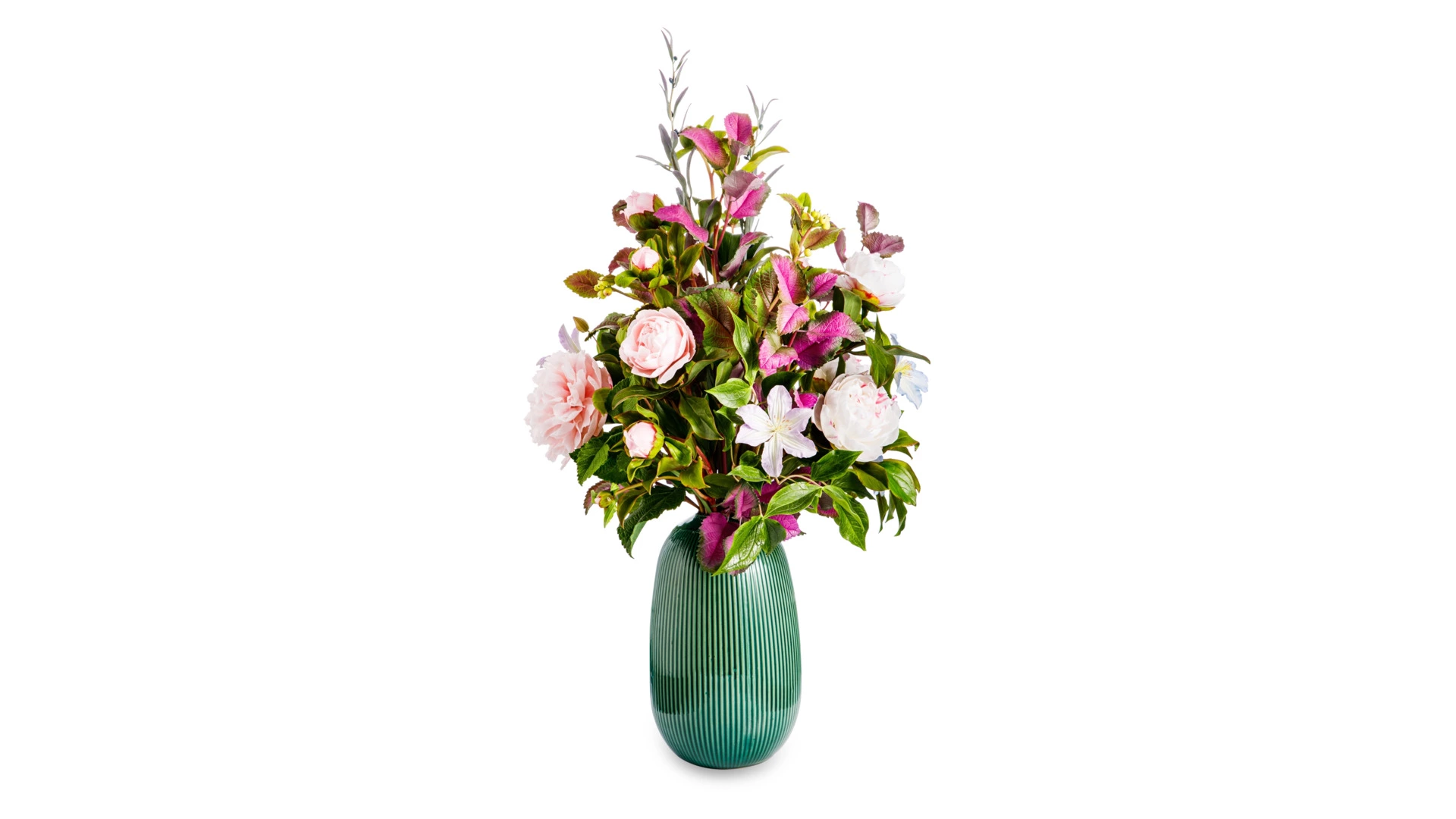 Букет пионов с клематисами из холодного фарфора