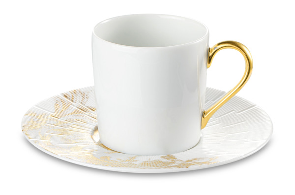 Чашка кофейная с блюдцем Haviland Станислас 75 мл, золотистый декор, фарфор