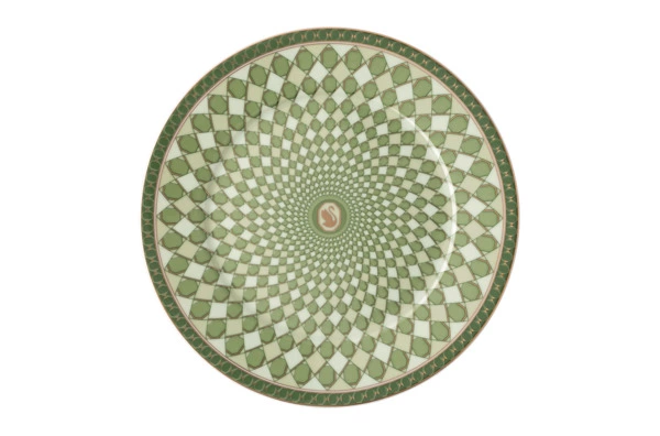 Набор тарелок десертных Rosenthal Swarovski Сигнум 18 см, 2 шт, фарфор, зеленый, розовый