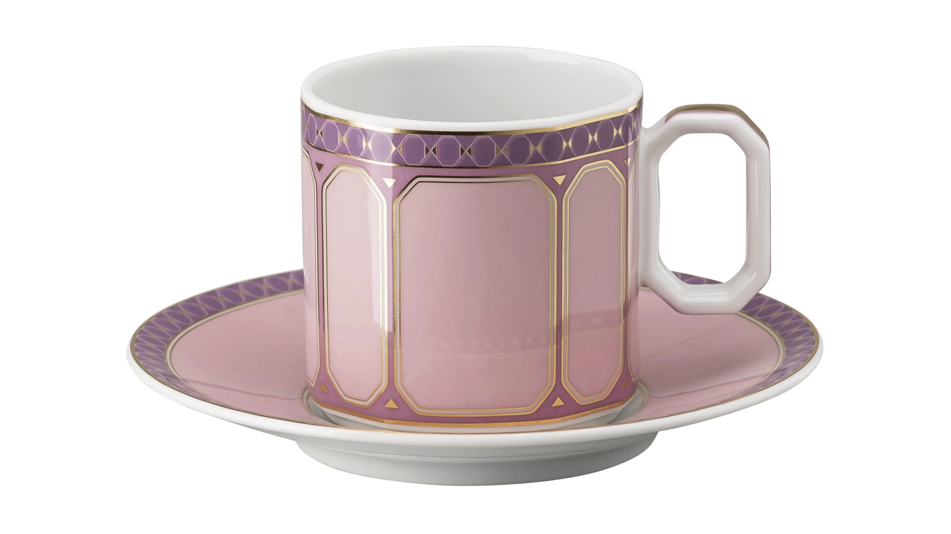 Набор чашек для эспрессо с блюдцами Rosenthal Swarovski Сигнум 80 мл, 2 шт, фарфор, зеленый, розовый