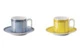 Набор чашек для эспрессо с блюдцами Rosenthal Swarovski Сигнум 80 мл, 2 шт, фарфор, голубой, желтый