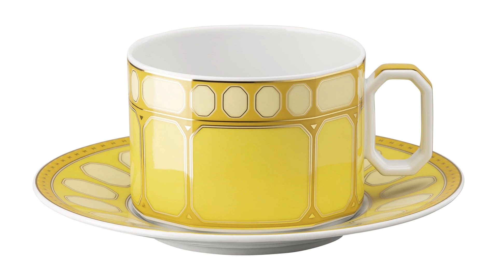 Чашка чайная с блюдцем Rosenthal Swarovski Сигнум 260 мл, фарфор, желтая