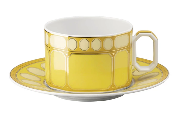 Чашка чайная с блюдцем Rosenthal Swarovski Сигнум 260 мл, фарфор, желтая
