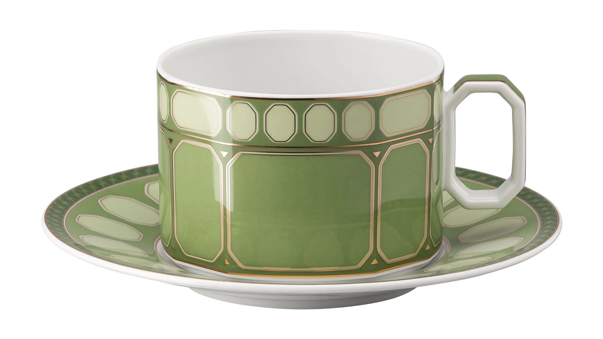 Набор чашек чайных с блюдцами Rosenthal Swarovski Сигнум 260 мл, 2 шт, фарфор, зеленый, розовый