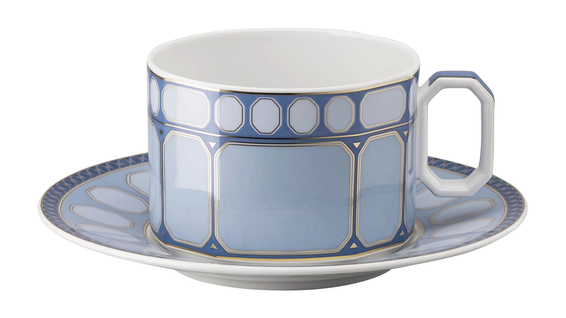 Набор чашек чайных с блюдцами Rosenthal Swarovski Сигнум 260 мл, 2 шт, фарфор, голубой, желтый