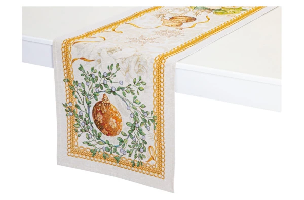 Дорожка для стола Mix&Match Home Золотые шары и свеча 44х140 см, гобелен, бежевый