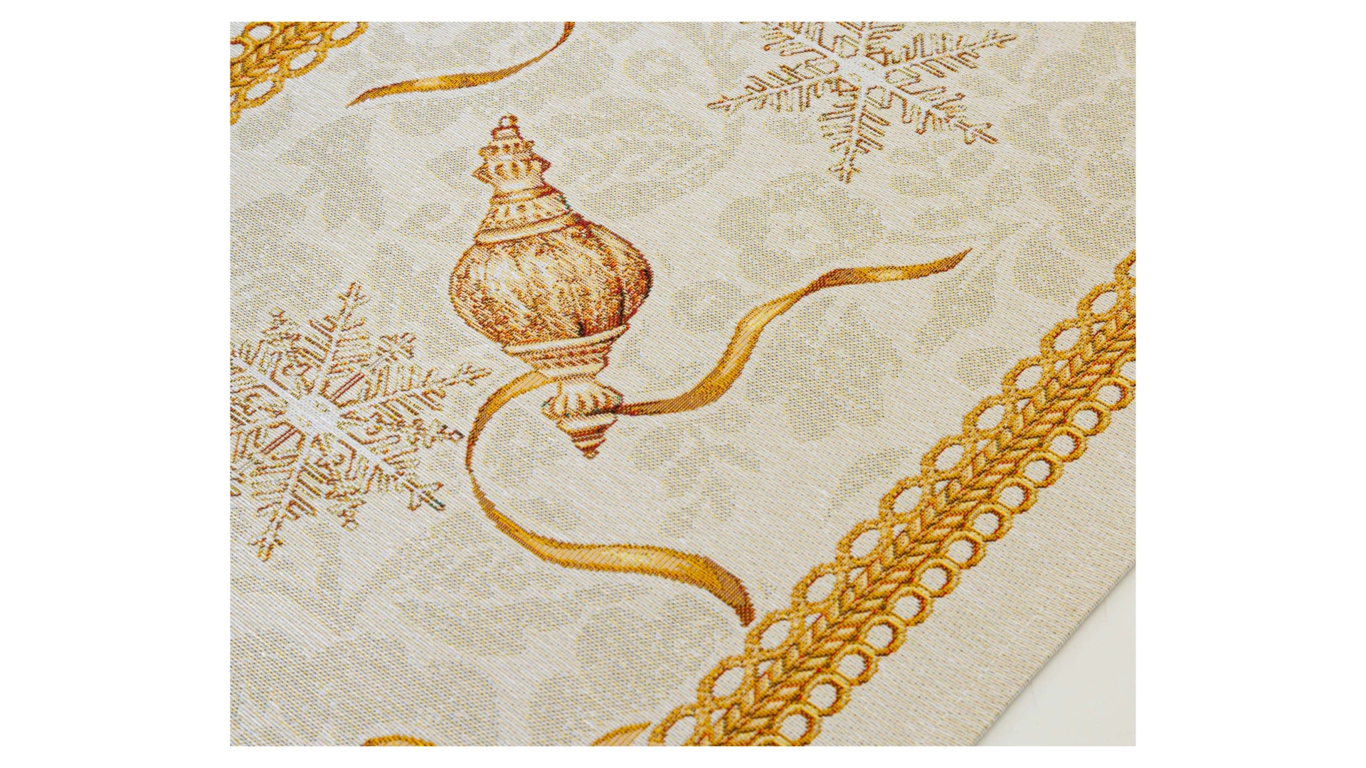 Дорожка для стола Mix&Match Home Золотые шары и свеча 45х180 см, гобелен, бежевый