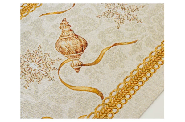 Дорожка для стола Mix&Match Home Золотые шары и свеча 45х180 см, гобелен, бежевый
