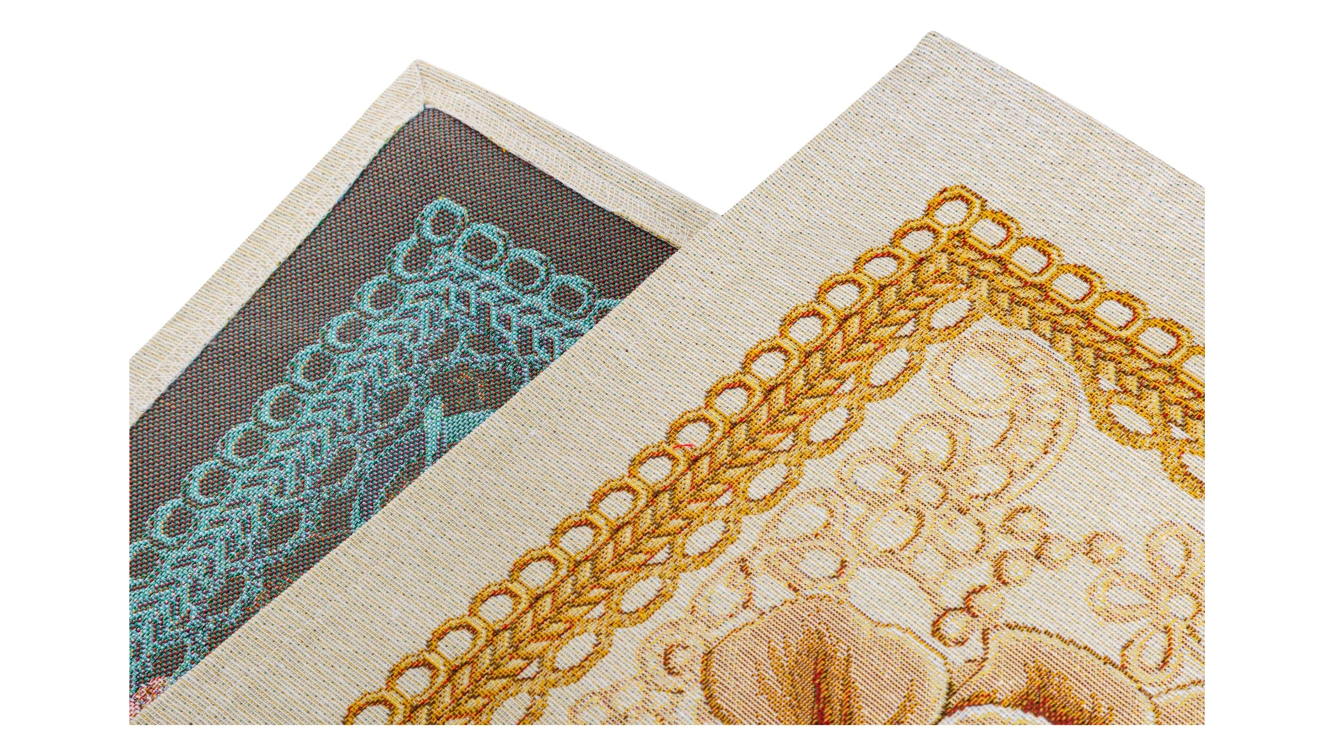 Дорожка для стола Mix&Match Home Золотые шары и свеча 45х180 см, гобелен, бежевый