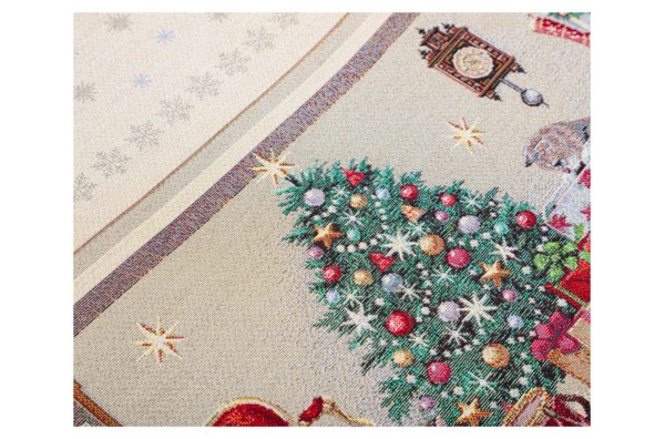 Скатерть прямоугольная Mix&Match Home Котята у камина 140х180 см, гобелен, бежевый
