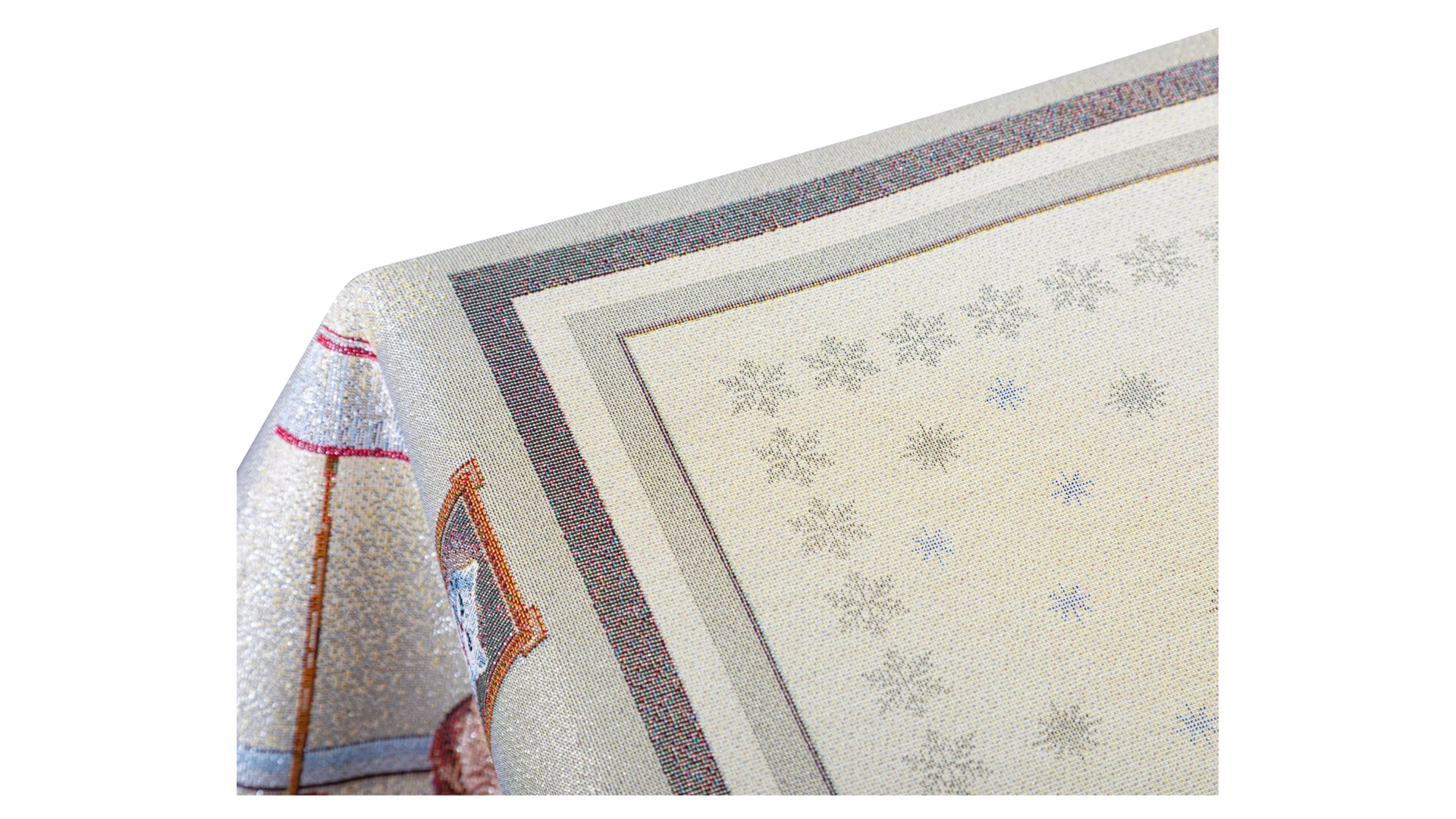 Скатерть прямоугольная Mix&Match Home Котята у камина 140х180 см, гобелен, бежевый