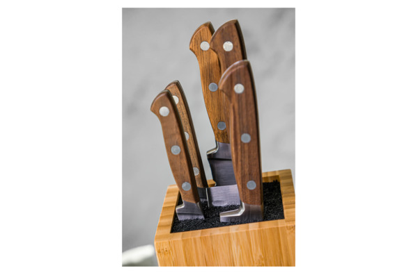 Набор из 5 ножей Tarrerias-Bonjean Georges в деревянном блоке, коричневая ручка