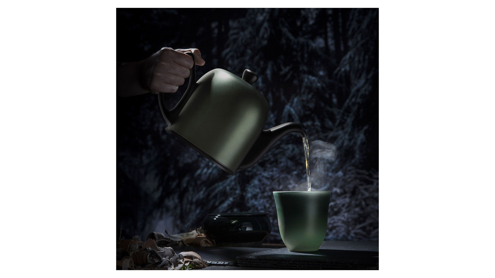 Набор чайный Degrenne Salam 3 предмета, чайник 700 мл, кружка 250 мл 2 шт, фарфор, зеленый, п/к