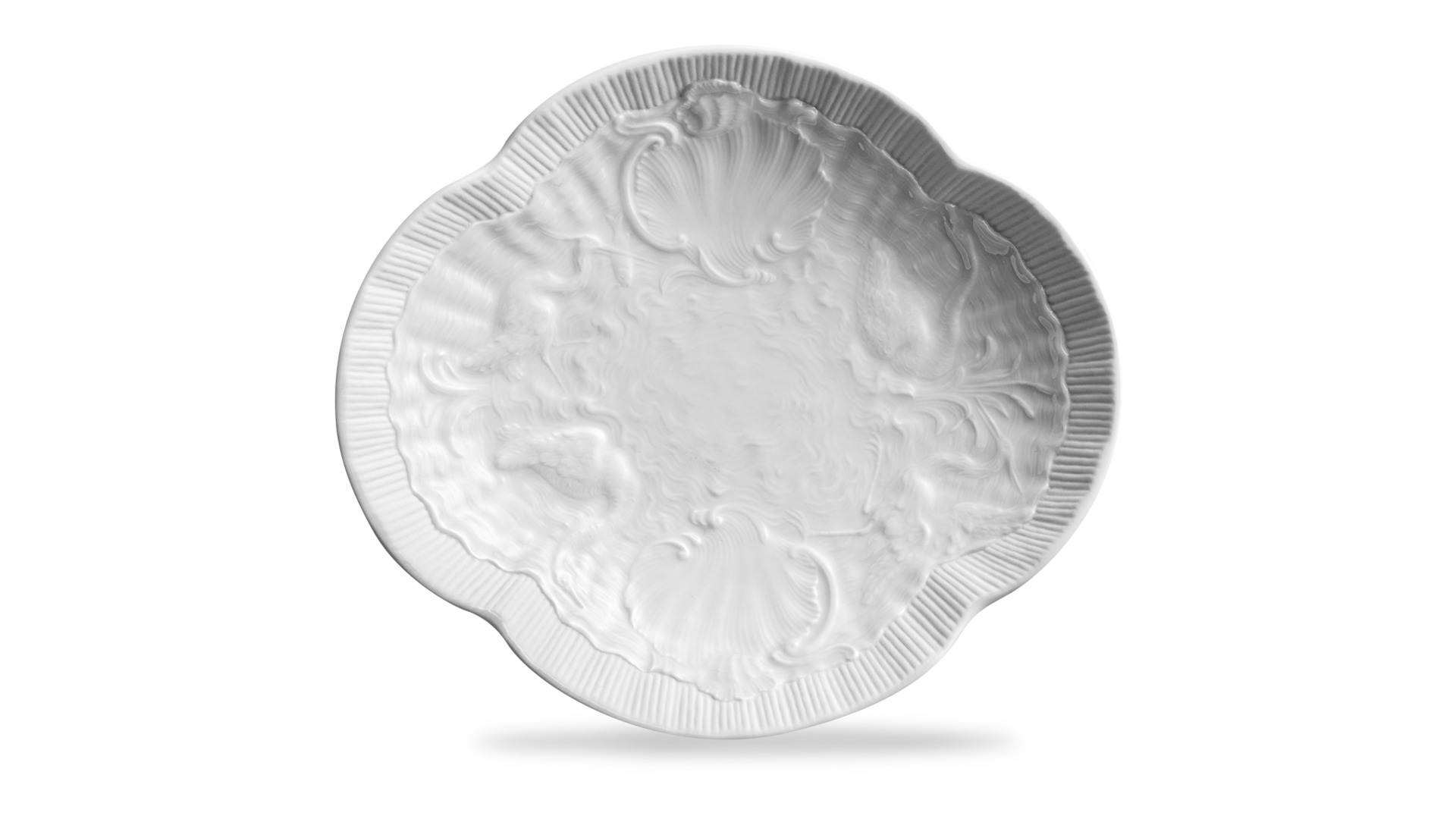 Блюдо овальное Meissen Лебединый сервиз Белый бисквит 15 см, фарфор