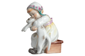 Фигурка Meissen Девочка с кошкой 12,5 см, фарфор