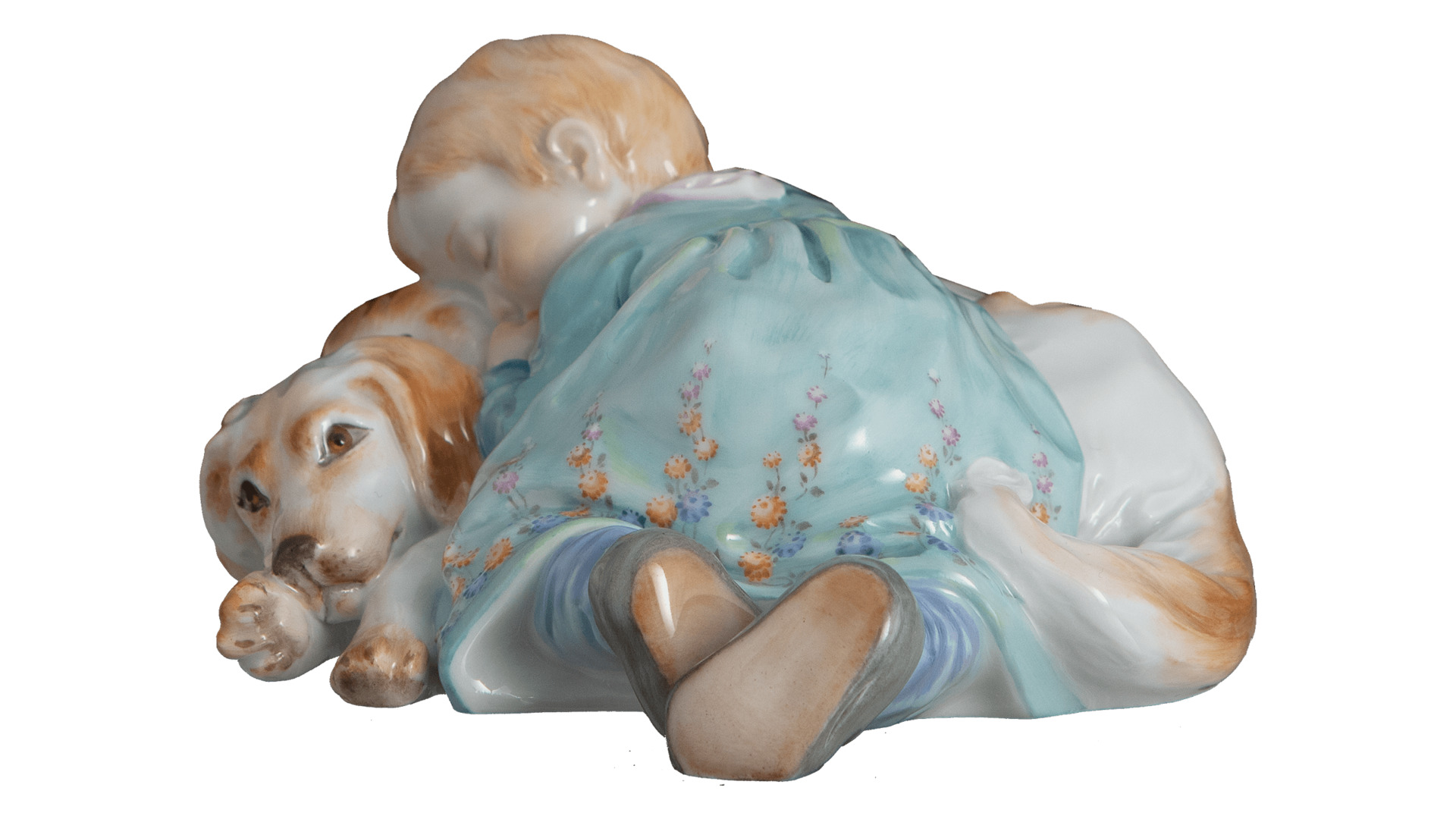 Фигурка Meissen Ребенок с собакой 5х11 см, фарфор