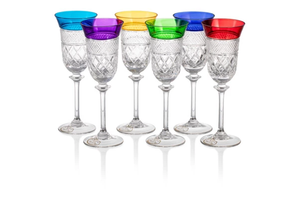 Набор фужеров для шампанского Cristal de Paris Новый Король Георг, 6 шт, хрусталь, 6 цветов