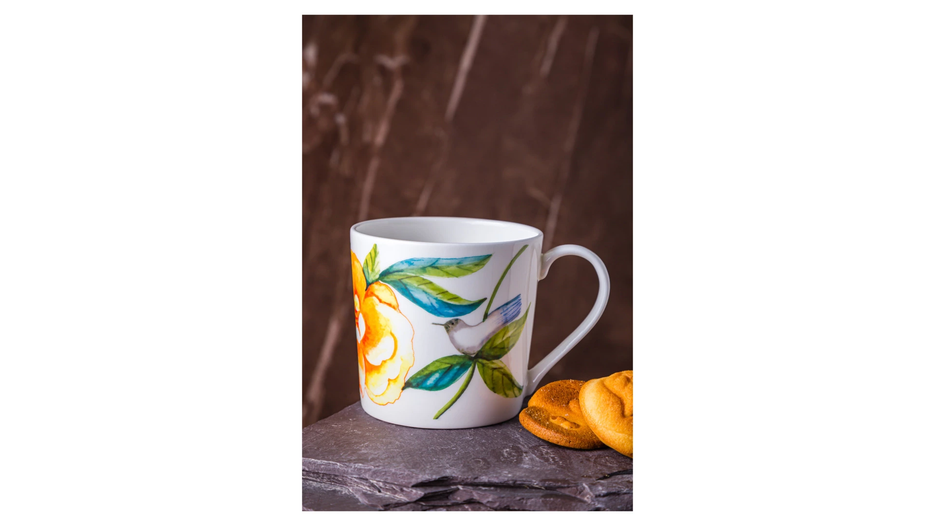 Кружка Just Mugs Dorset Дикие розы Шиповник желтый 400 мл, фарфор костяной