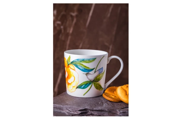Кружка Just Mugs Dorset Дикие розы Шиповник желтый 400 мл, фарфор костяной