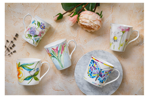 Кружка Just Mugs Buxton Аннабель Сирень 325 мл, фарфор костяной