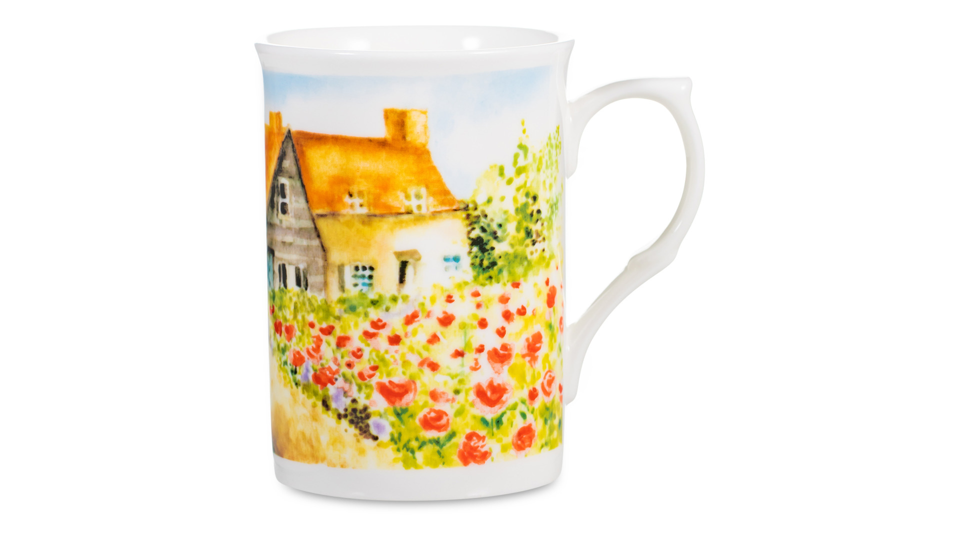 Кружка Just Mugs Buxton Загородные дома Дом с цветами 325 мл, фарфор костяной