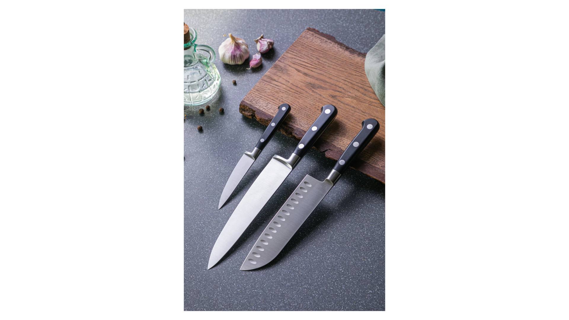 Набор ножей Tarrerias-Bonjean Маэстро (Сантоку 18 см, овощной 10 см, Шеф 20 см), 3 шт, п/к